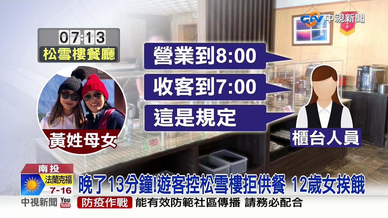 晚了13分鐘!遊客控松雪樓拒供餐 12歲女挨餓│中視新聞 20210223