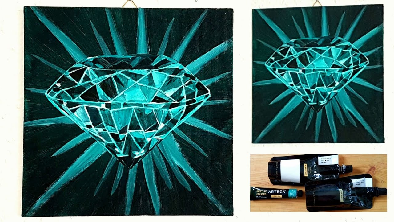 Malen Acryl Edelstein Juwel Grün für Anfänger - Acrylic Painting Gemstone Juwel Green for Beginners