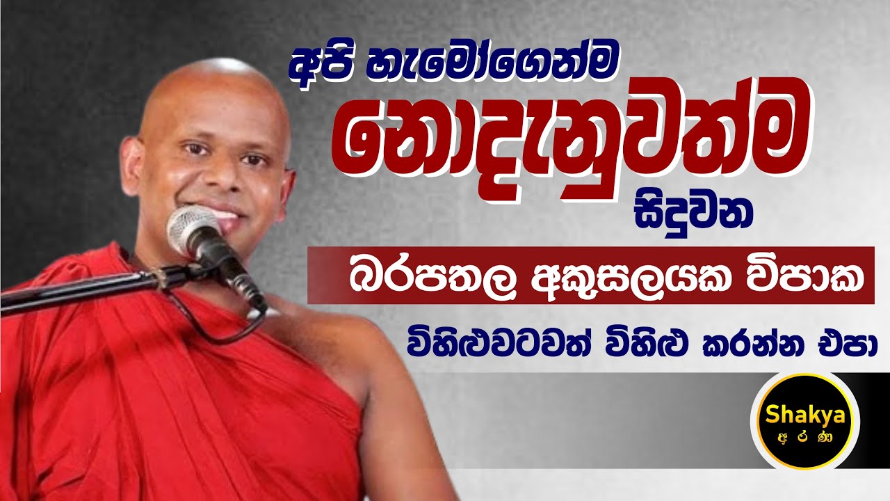 අපි හැමෝගෙන්ම නොදැනුවත්ම සිදුවන බරපතල අකුසලයක විපාක | ven. Welimada Saddaseela thero |@shakyaarana