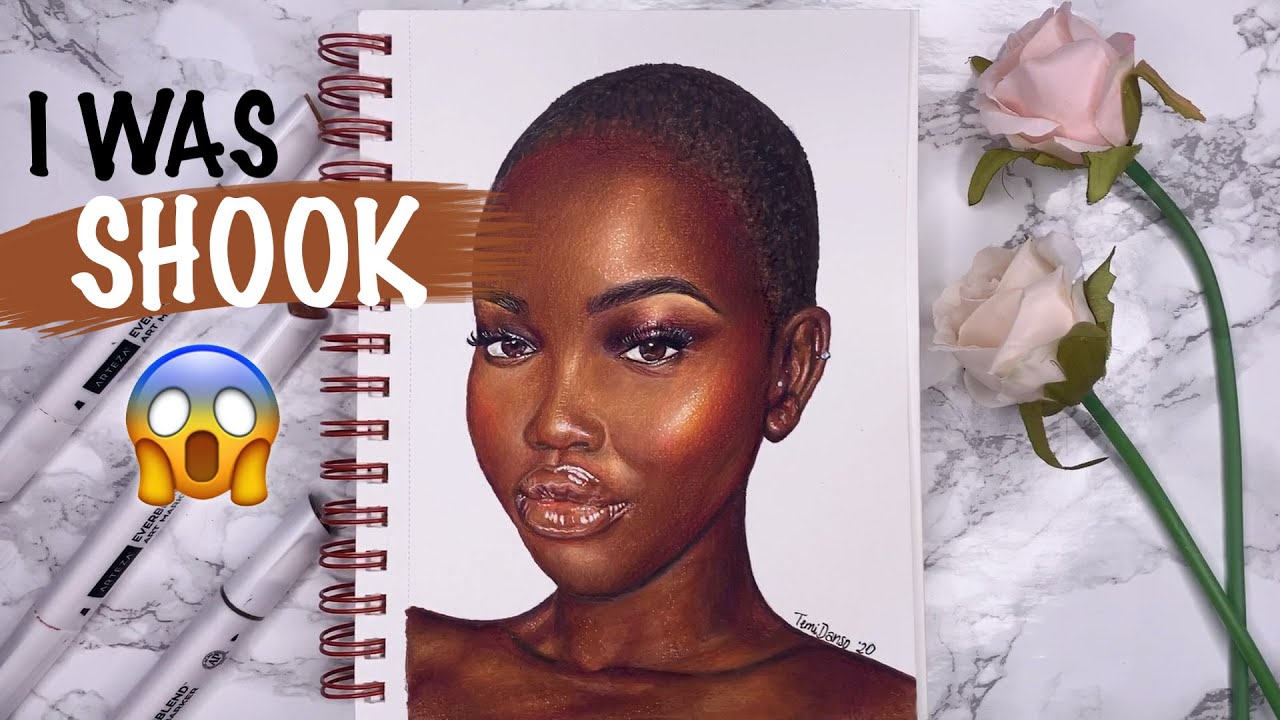 Рисуем РЕАЛИСТИЧНЫЙ ПОРТРЕТ маркерами Arteza Everblend Skin Tone | Урок рисования тёмной кожи