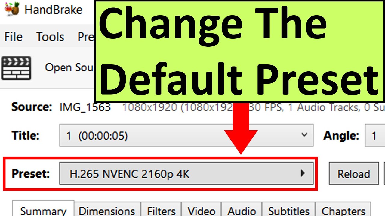 How To Change The Default Preset in Handbrake