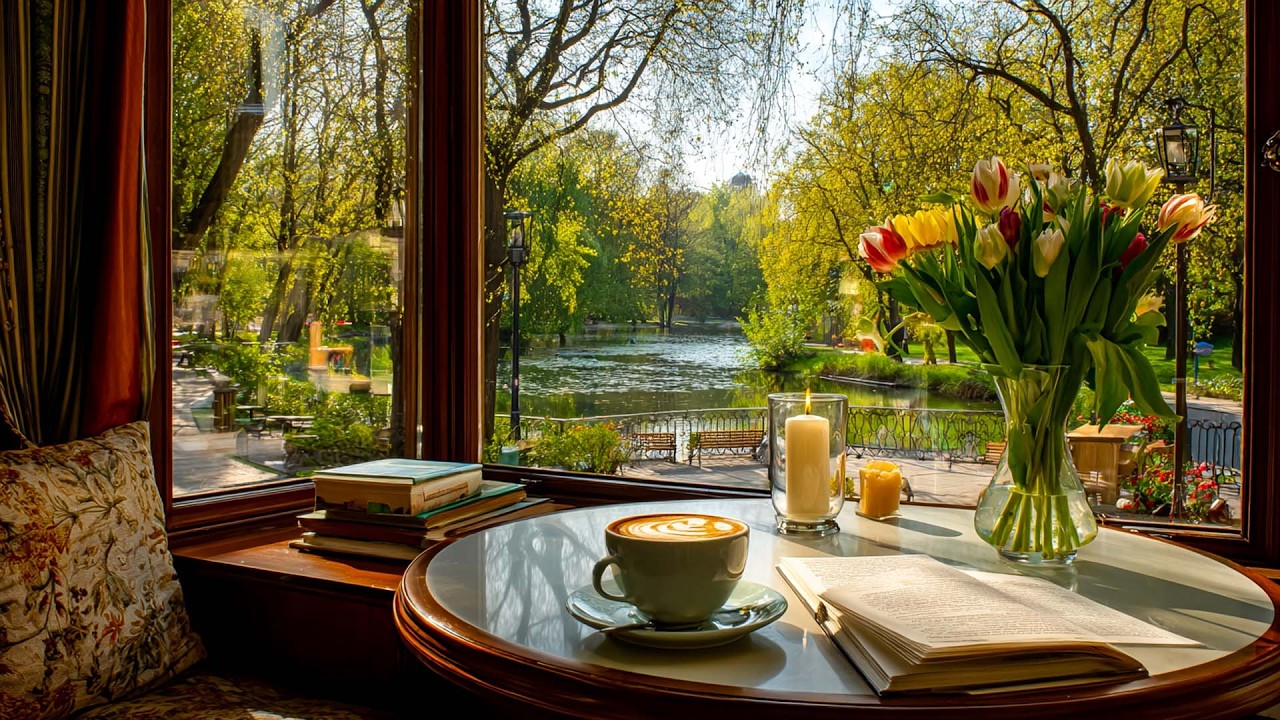 Morning by the Lake Window 🌸☀️ Peaceful Birds, Water Sounds & Spring Ambience for Study, Calm, Relax