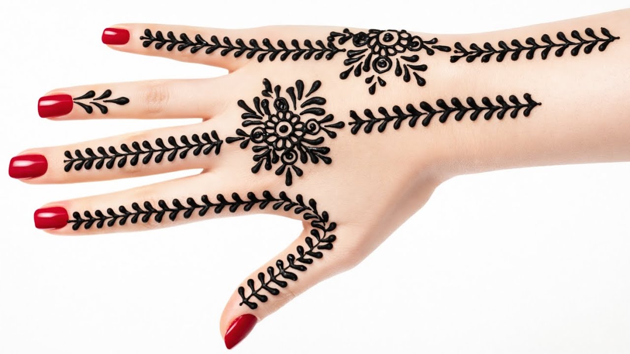 Simple Beautiful back hand Mehndi Design/Easy mehndi design/Aesthetic Minimal Mehndi/Eid ki mehndi
