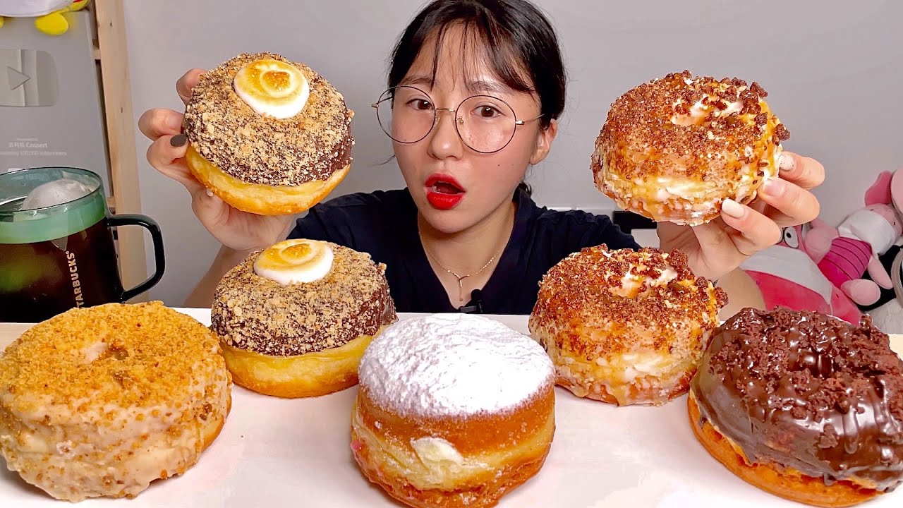 웻도넛 도넛킨더가든 여러가지 도넛들 디저트 먹방 Dessert Mukbang