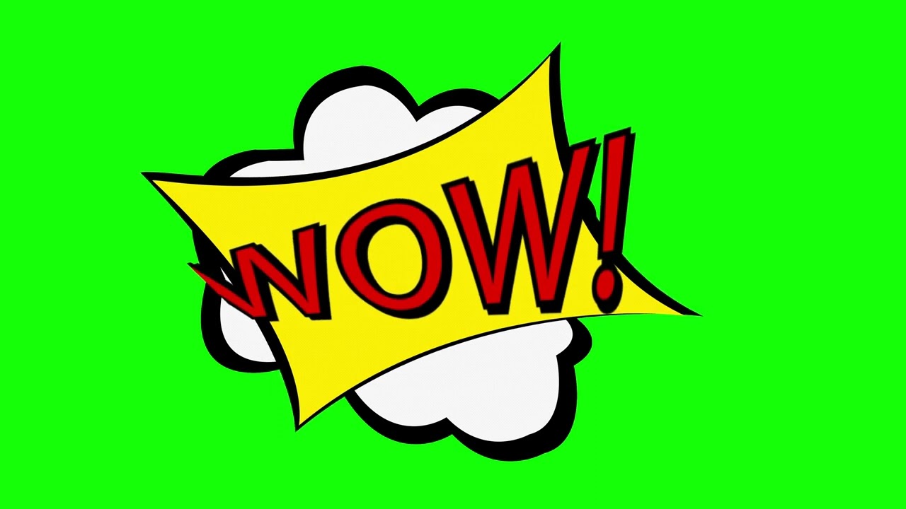 Wow Comic Bubble Animation on Green Screen Background | 4K | FREE TO USE