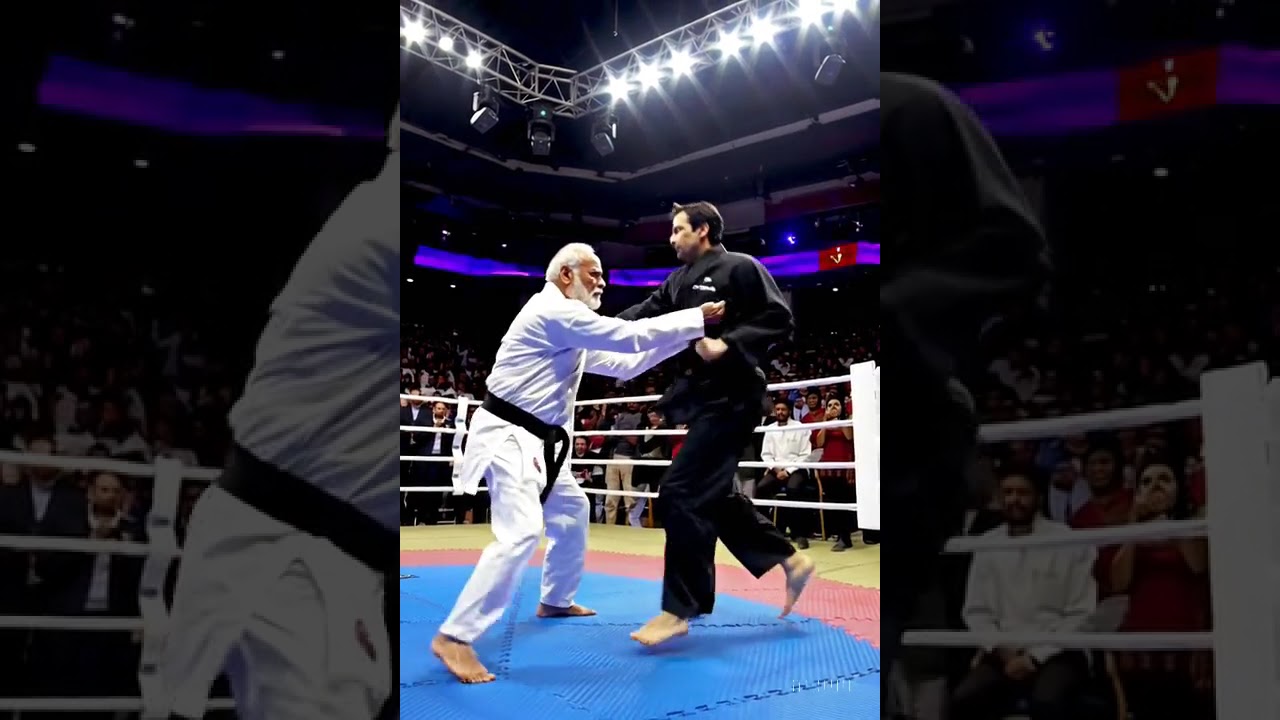 narendra modi and rahul gandhi in a physical marshal arts fight