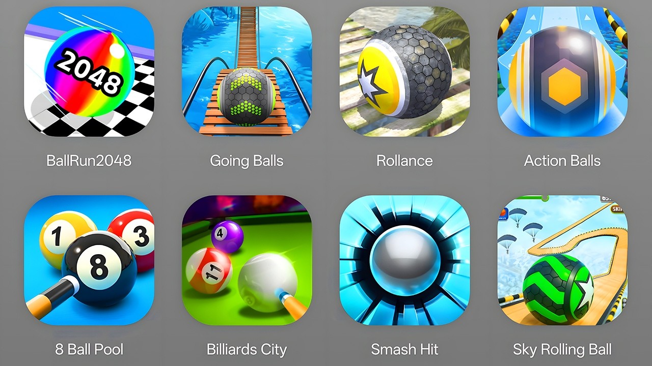 Ball Run 2048, Going Balls, Rollance, Action Balls, 8 Ball Pool, Bilards City