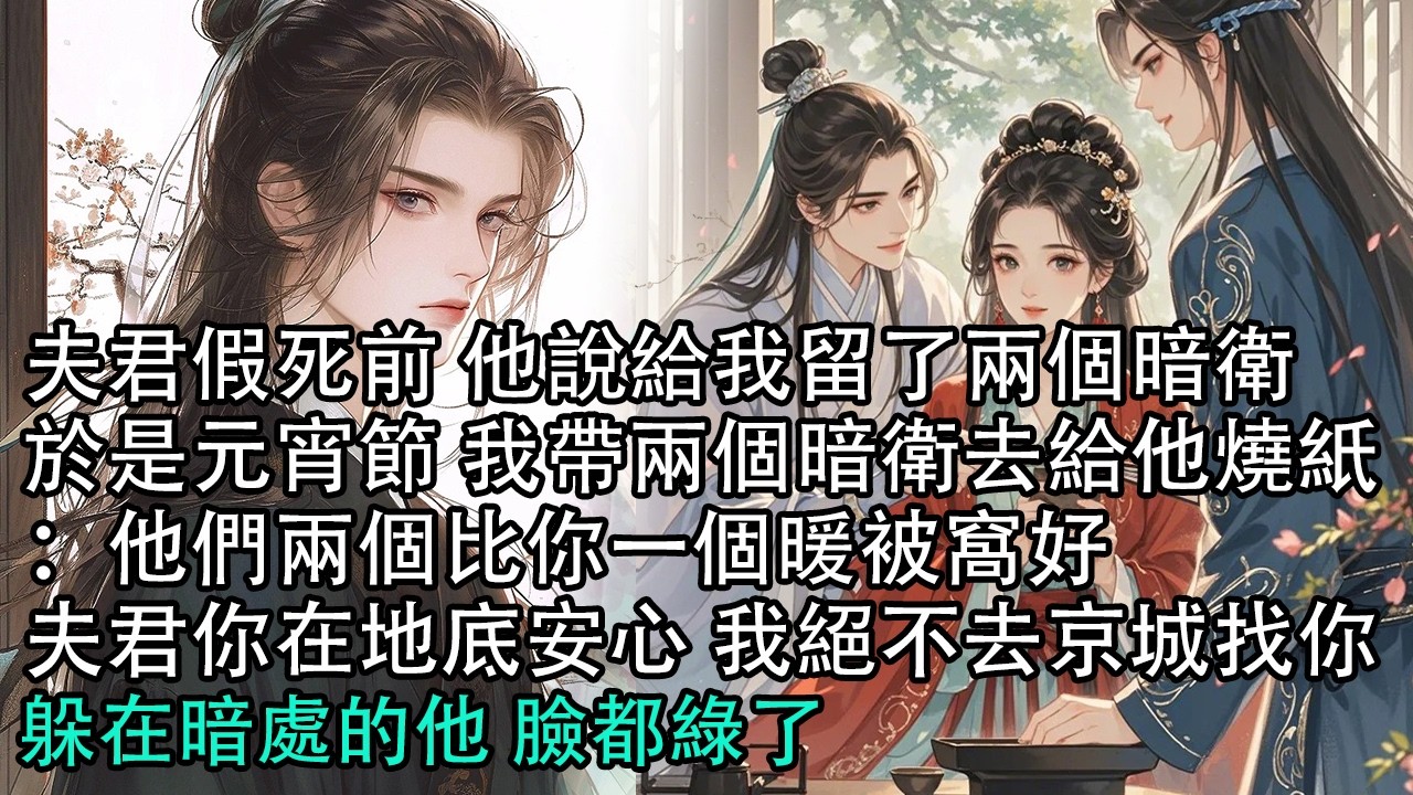 【一口氣看完】夫君假死前 他說給我留了兩個暗衛，於是元宵節 我帶兩個暗衛去給他燒紙：他們兩個比你一個暖被窩好，夫君你在地底安心 我絕不去京城找你，躲在暗處的他 臉都綠了#古言 #有聲小說 #情感故事