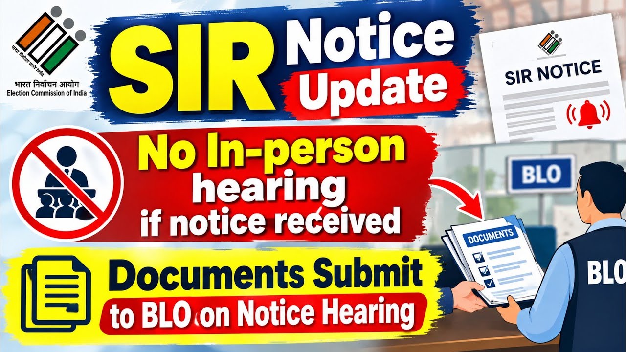 SIR Notice Update 🚨 No In-Person Hearing? Documents BLO Ko Submit Kare | SIR Notice 2026