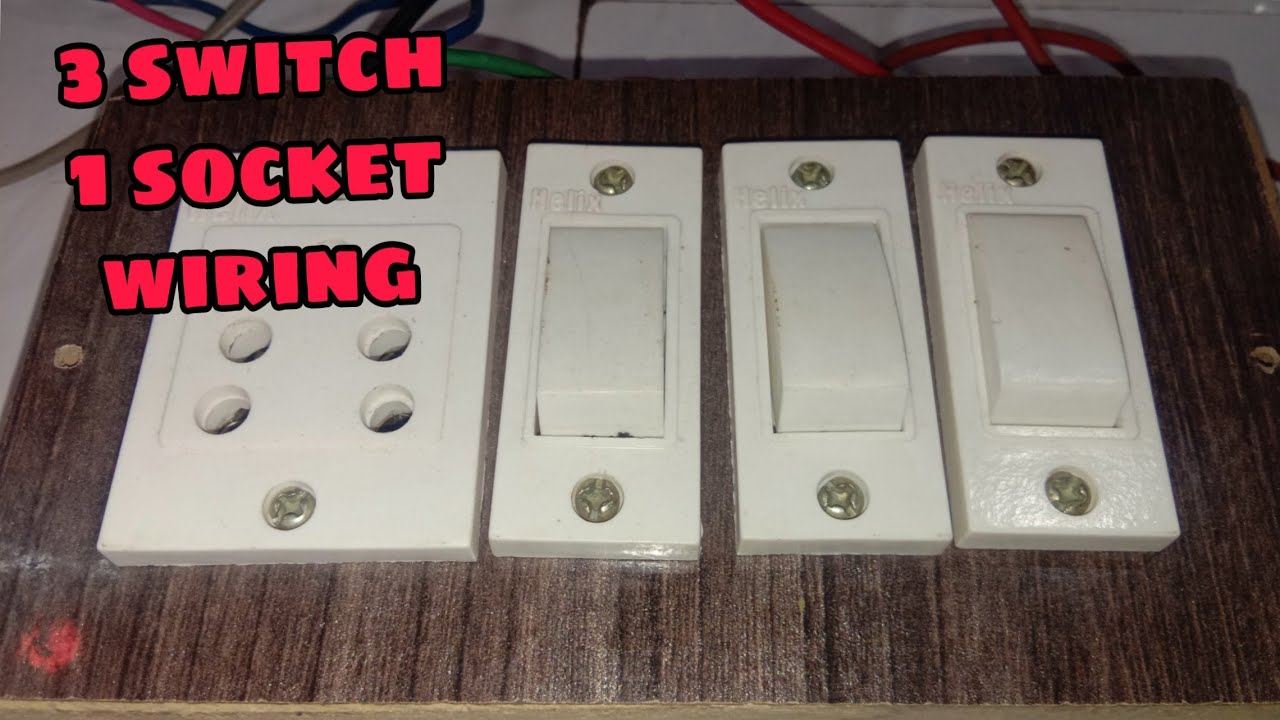 3 switch 1 socket board wiring Hindi mai