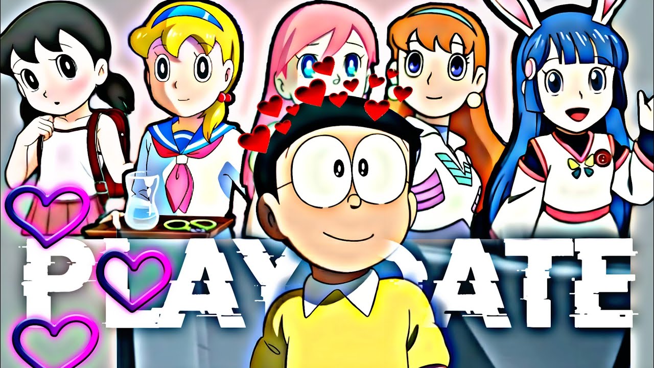 nobita  x  all popular girls  x playdate 🤞😋 || Love status || #nobita #shizuka #doraemon #disney