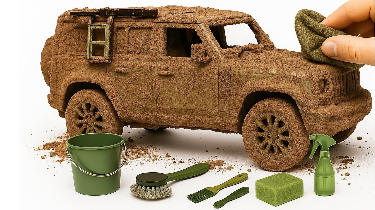 Super Realistic Cleaning of a 1:24 Land Rover Defender After a Brutal Mud Tsunami Expedition