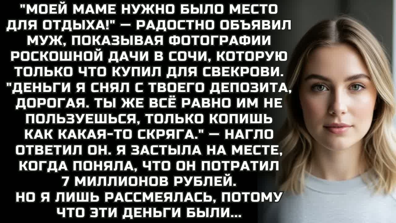 Муж купил дачу для свекрови за 7 МЛН РУБЛЕЙ, с моего счета. Но я лишь рассмеялась...