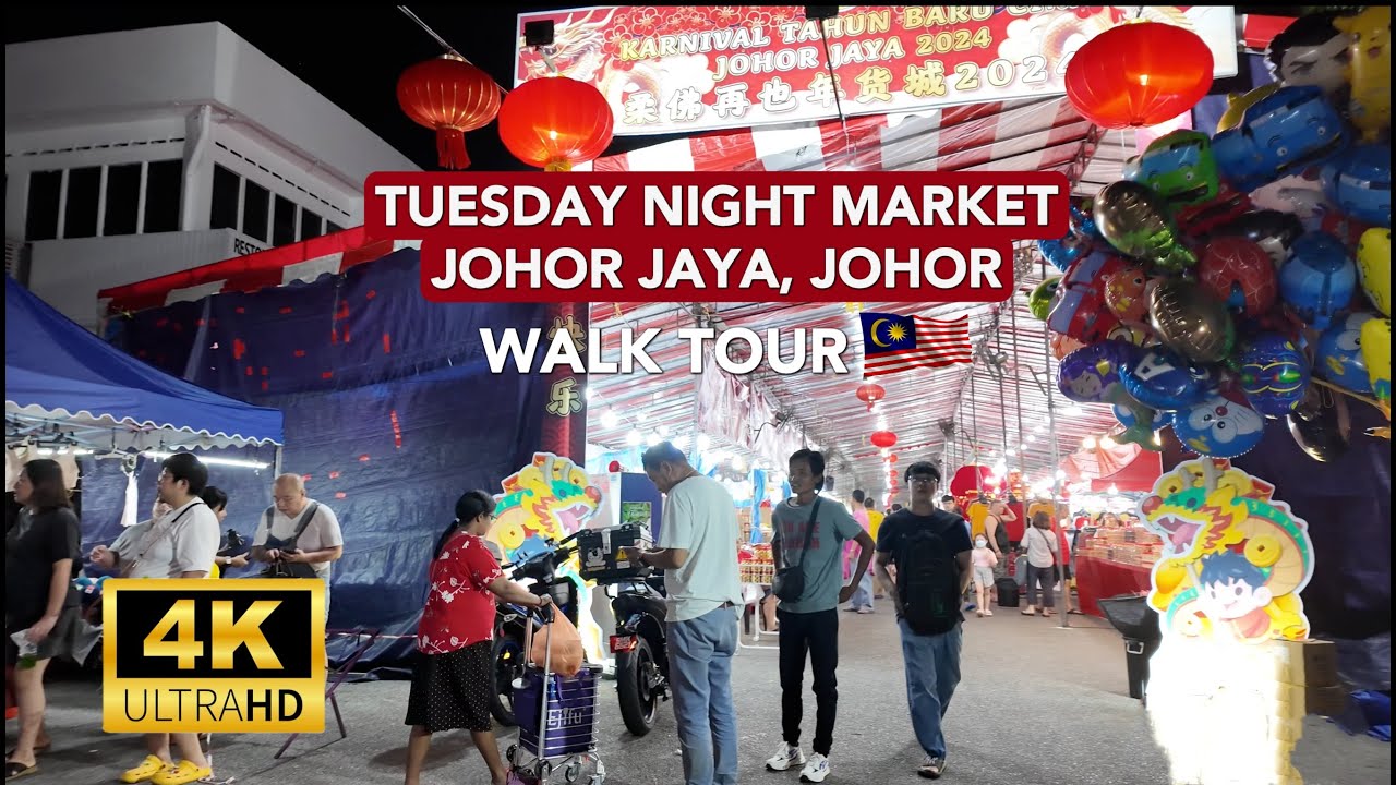 MALAYSIA Johor Jaya Night Market Tour 2024 |  Ambience Sounds HDR