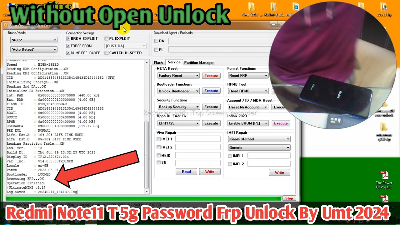 Redmi Note 11T 5G Password Frp Unlock By Umt 2024 /How To Unlock Redmi Note 11T 5G In 2024 100% Free