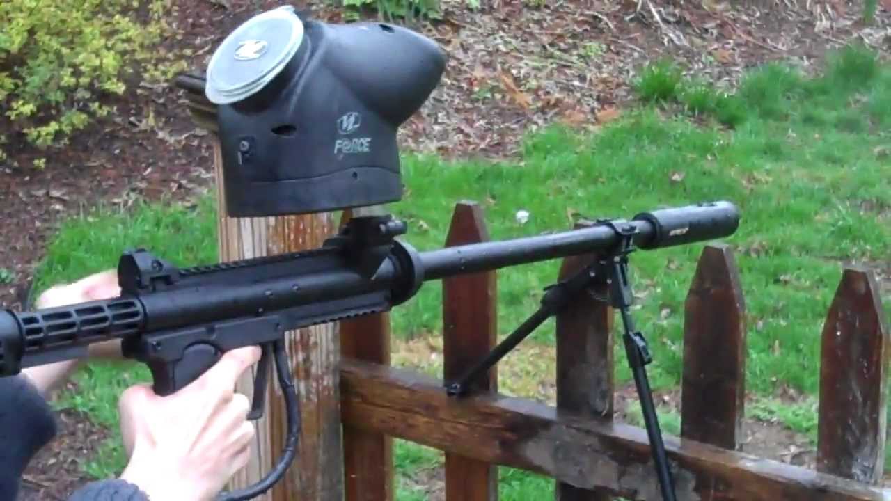 Paintball Machine Gun in action