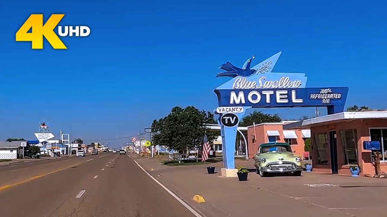 Tucumcari New Mexico 4K Driving Tour | Route 66 Motels & Southwest Desert Scenery
