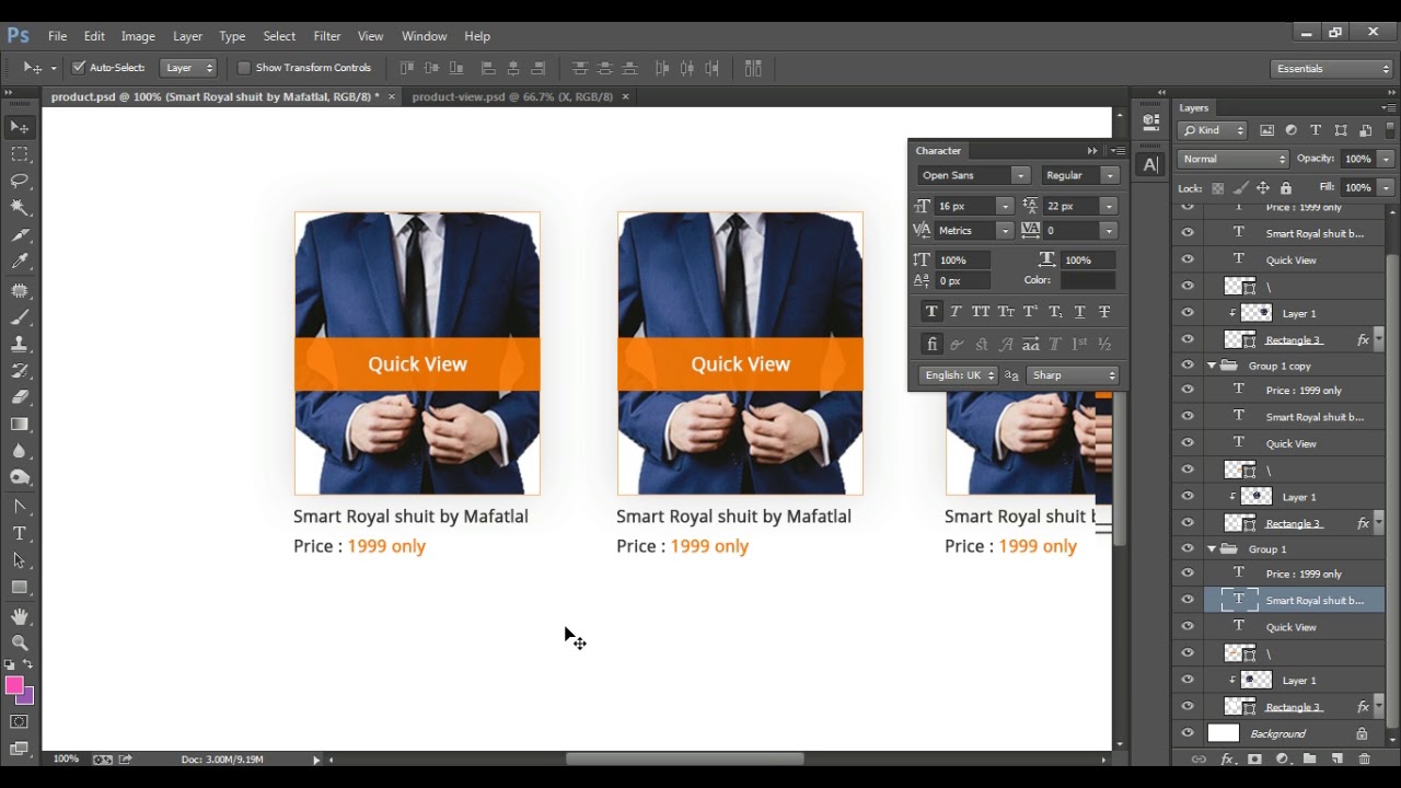Ecommerce Product QuickView Modal fade effects using html and css Part-1