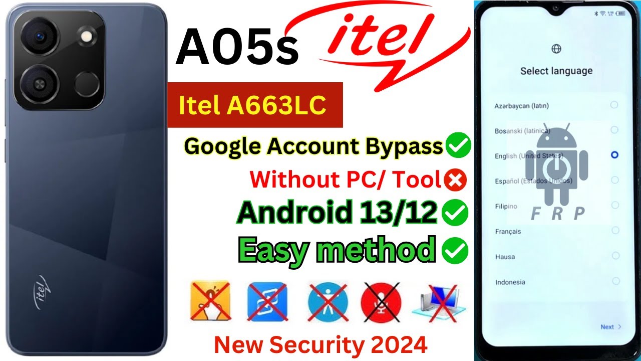 Itel A05s A663LC FRP Bypass [Without PC] Android 12/13 Google Account ✅ Gmail lock Trick 2024!
