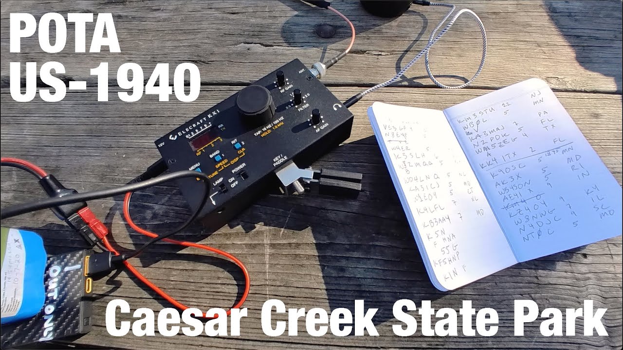 Elecraft KX1 Slow Morse Code Practice CW POTA QRP Activation Caesar Creek Parks on the Air Ham Radio