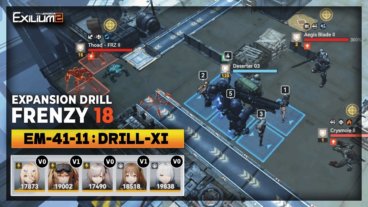EXPANSION DRILL EM-41-11 vs MOBS & DARTURE | F2P ELECTRO + PHYS TEAM FRENZY 18 CLEAR [GFL2: EXILIUM]