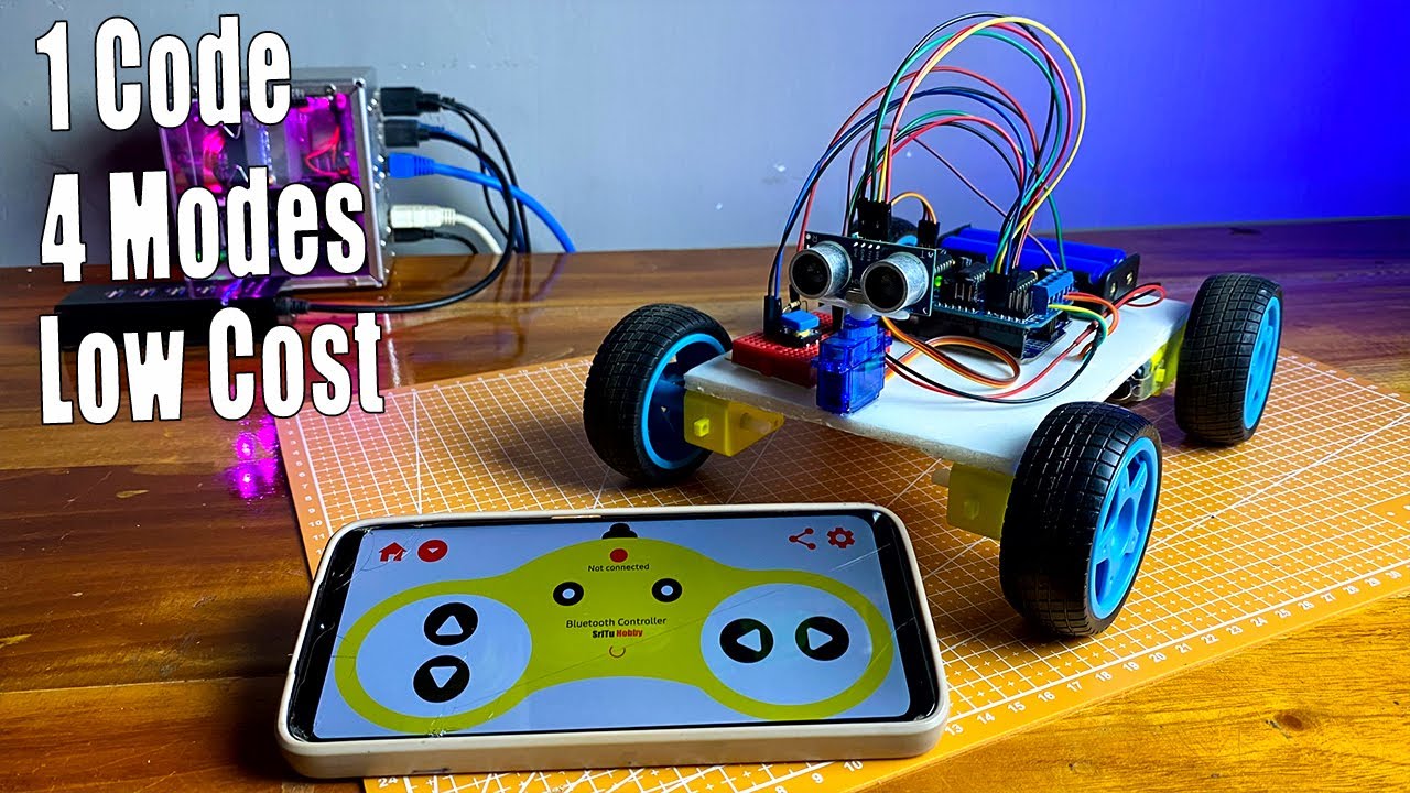Make your All-in-One Smart Car with Arduino UNO | One Code Four Modes | Step by step #robotics