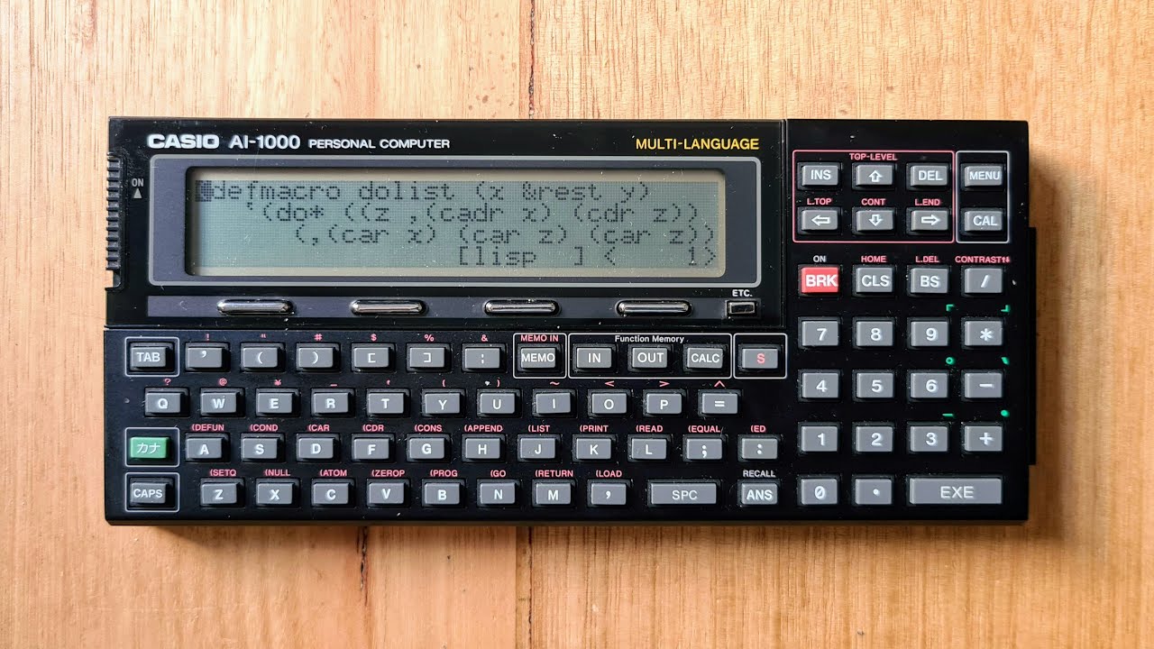 Карманный компьютер Casio AI-1000 на языке Lisp, 1989 г.