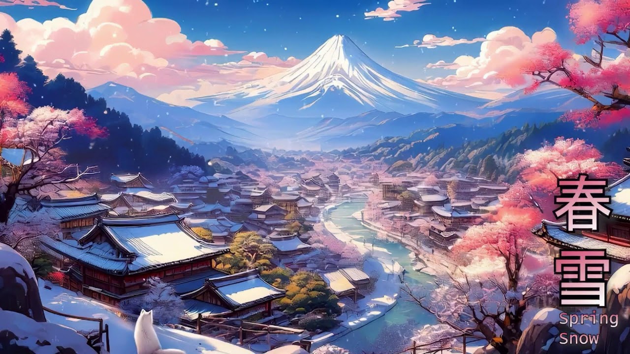 Spring Snow Zen ❄️ Shakuhachi & Koto | Relaxing Temple Bells [12HR] 春の雪・禅 Vol.12