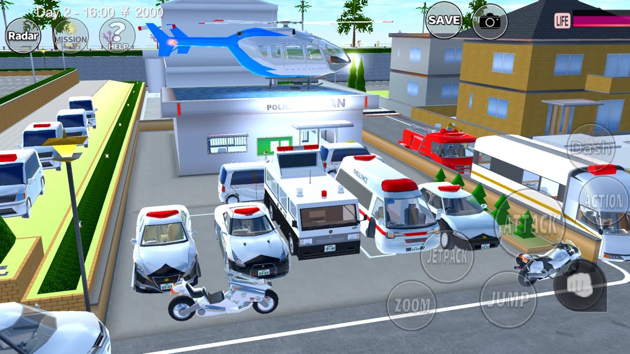 Sakura School Simulator Police Headquarters 🚓 | Helicopter Landing & Emergency Vehicles Scene