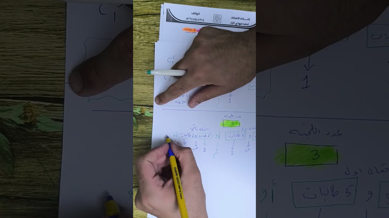 السادس الادبي مسائل التوافيق عبارة ( على الأقل)