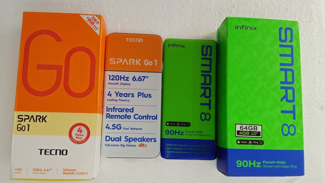 infinix smart 8 vs Tecno spark Go 1 : Speed test