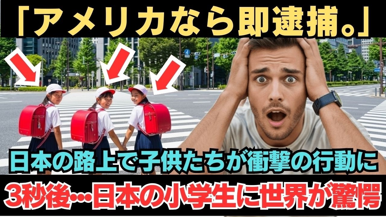 【海外の反応】「アメリカなら即逮捕。」日本の路上で子供たちが衝撃の行動し、その3秒後•••日本の小学生に世界が驚愕した理由とは