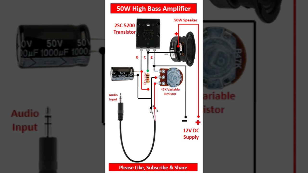 2SC5200 Powerful Bass Amplifier 12v || High Quality Powerful Bass Amplifier #2sc5200 #Amplifier