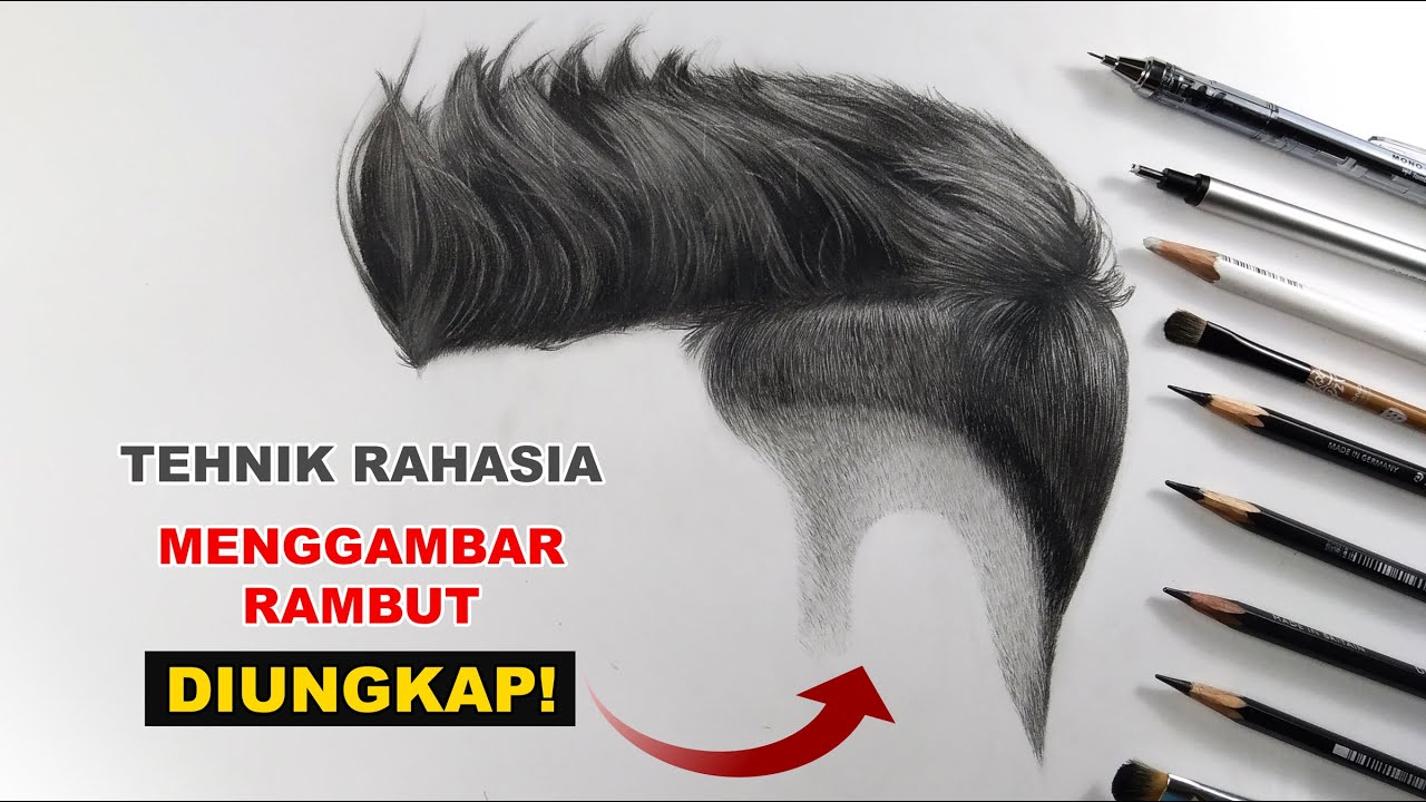 Tutorial Cara Menggambar Rambut Cowok Realistik dengan Pensil | How to Draw Realistic Man/ Male Hair