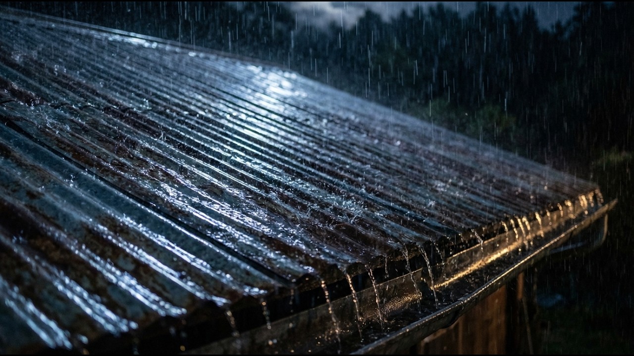 Rain on a Tin Roof │ Clear Sound and Close-up View │ Peace and Comfort