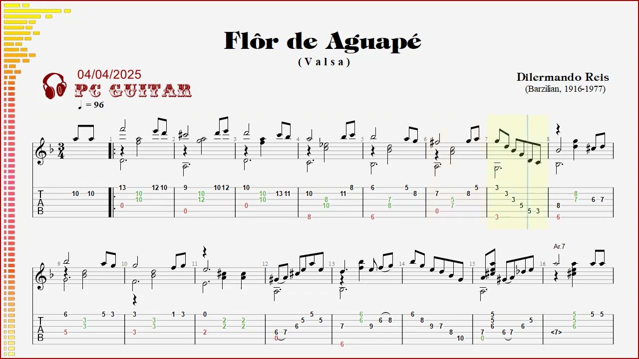 Dilermando Reis, Flor de Aguape, guitar