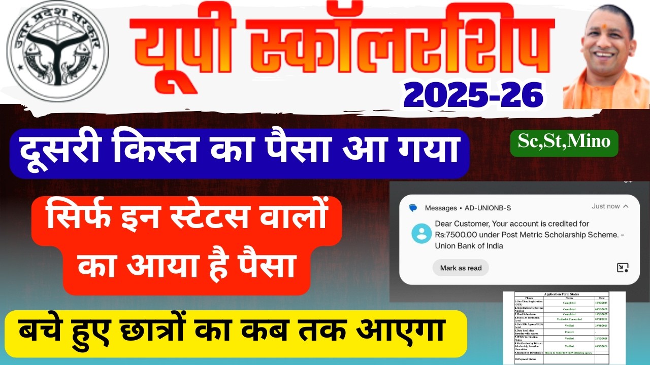 UP Scholarship Payment News 2nd Installment | UP Scholarship Latest News Today 2025-26 |Paisa aa gya