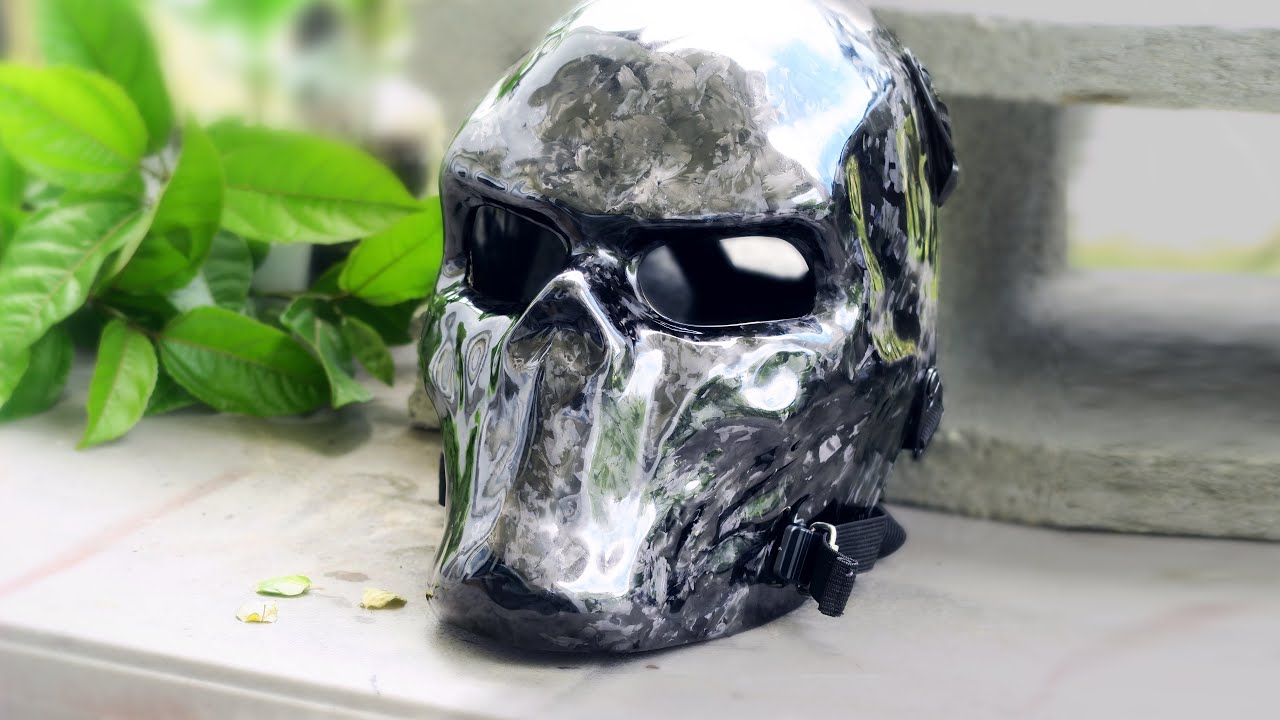 Forged Carbon Fiber Skinning / Wrapping a Skull Full Face Mask