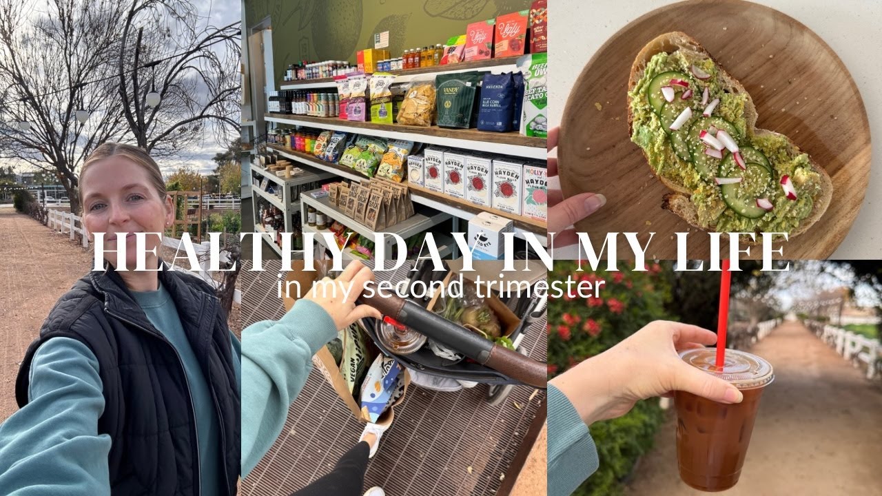 HEALTHY DAY IN THE LIFE in my second trimester | pregnancy updates, healthy meals, grocery haul