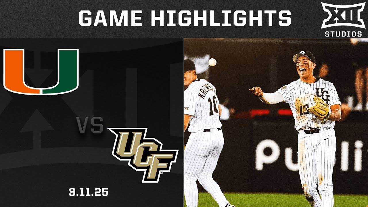 Miami vs. UCF (3.11.25) Highlights | 2025 Big 12 Baseball