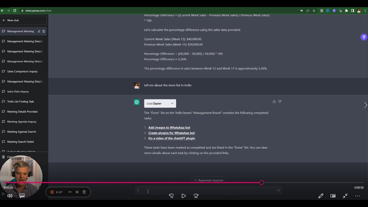 ChatGPT plugins demo with an integration to Zapier