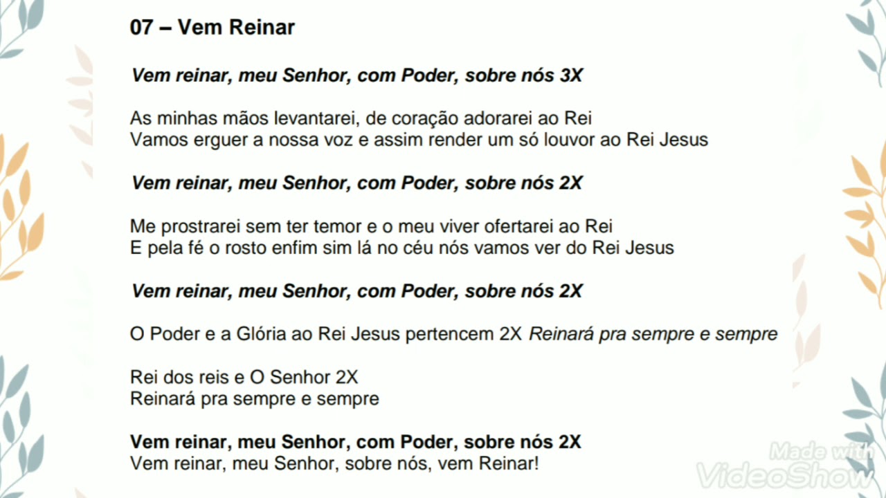 07 - VEM REINAR (3:16 Os Números da Esperança) GRUPO HERMOM