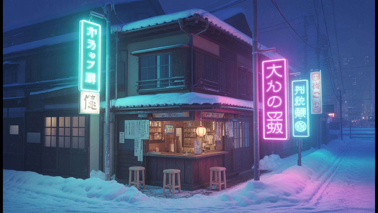 🎶Relaxing Study Lofi | Snowy Tokyo Alleyway For Studying, Sleeping, And Relaxing📚