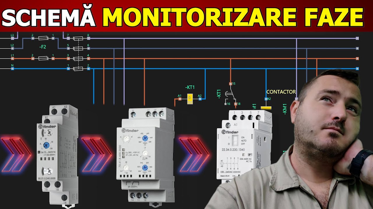 SCHEMĂ ELECTRICĂ: Monitorizare 3 Faze cu pornire &icirc;nt&acirc;rziată