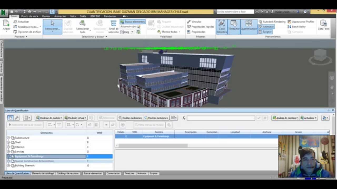 Navisworks Cap22 Cuantificación Configurando el Libro de Cubicación Jaime Guzman BIM Manager Chile