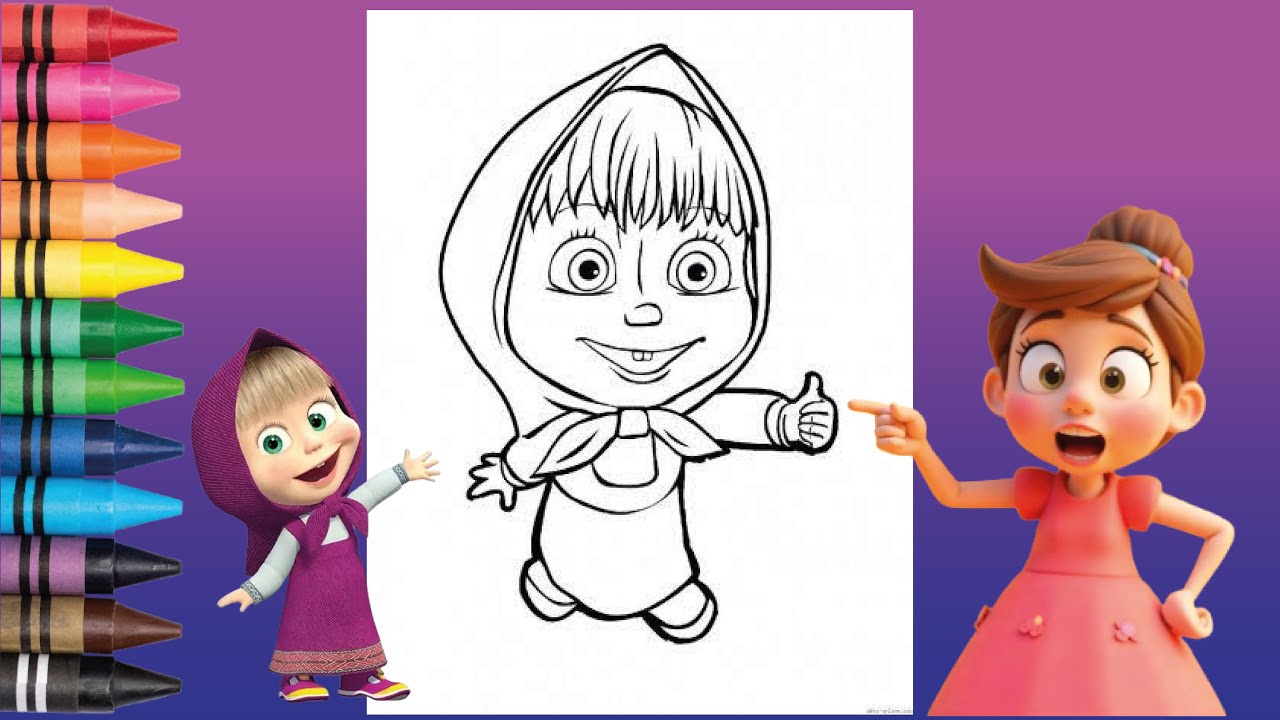 Coloring Masha  with Markers | Cute Cartoon Coloring | Happy Coloring World