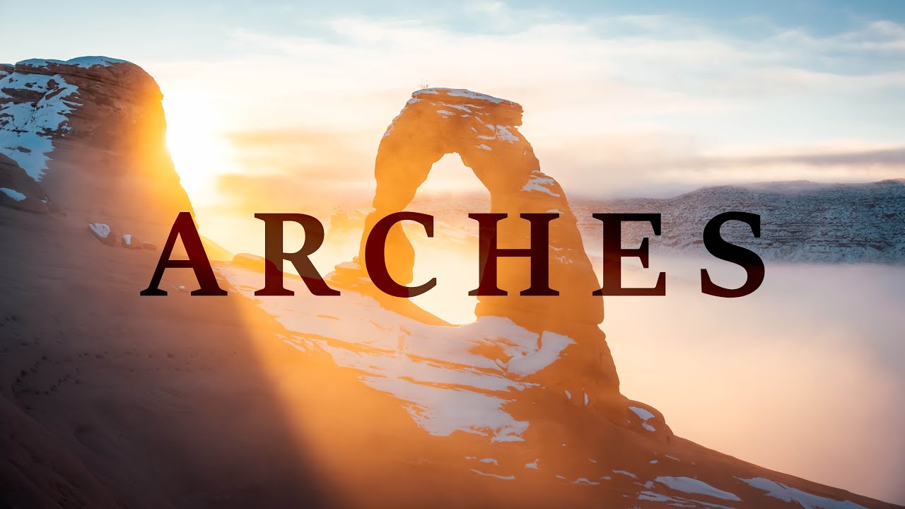 Hiking to the Delicate Arch at sunrise in the winter 4K footage