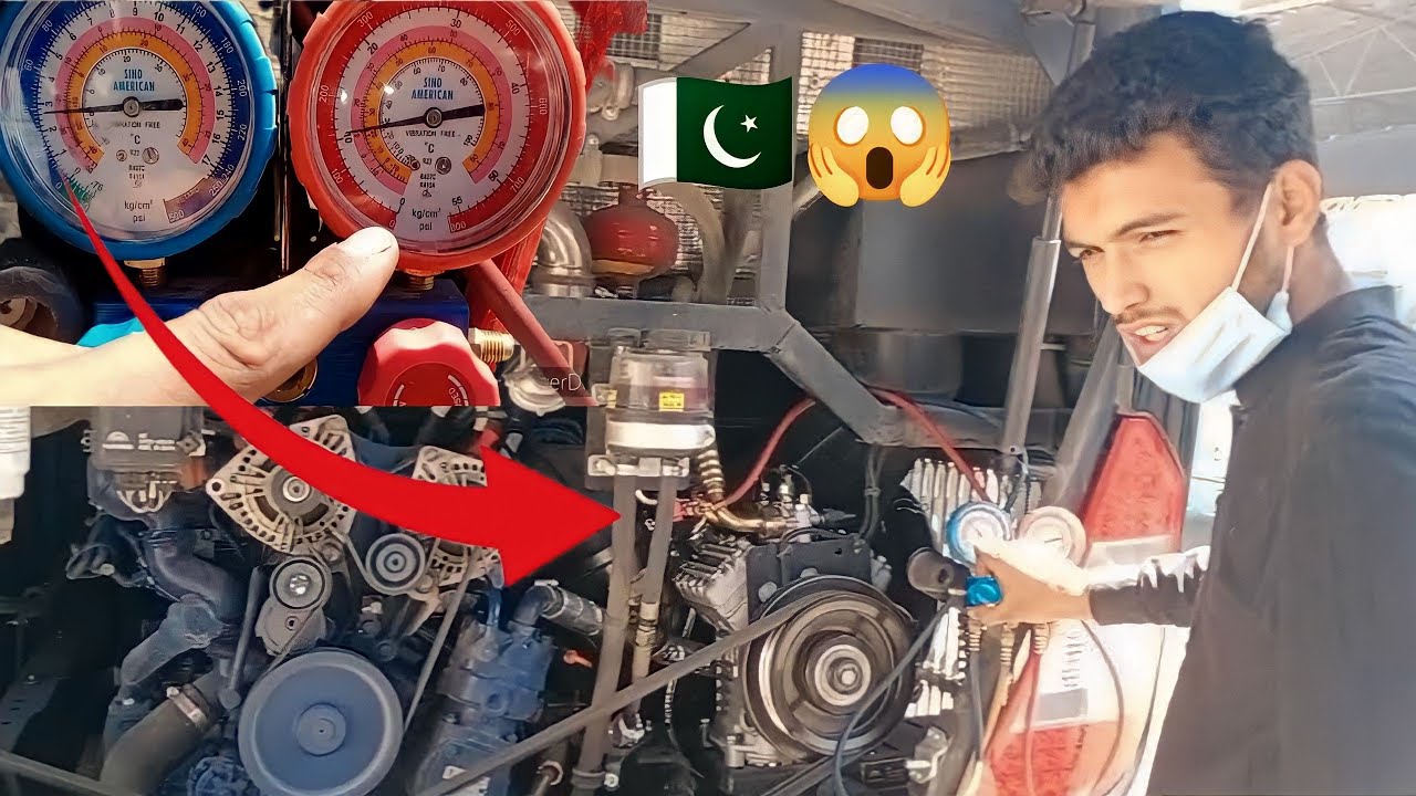 DOBULE GLASS YUTONG AC Repair  And GAS R134 Charge part 1