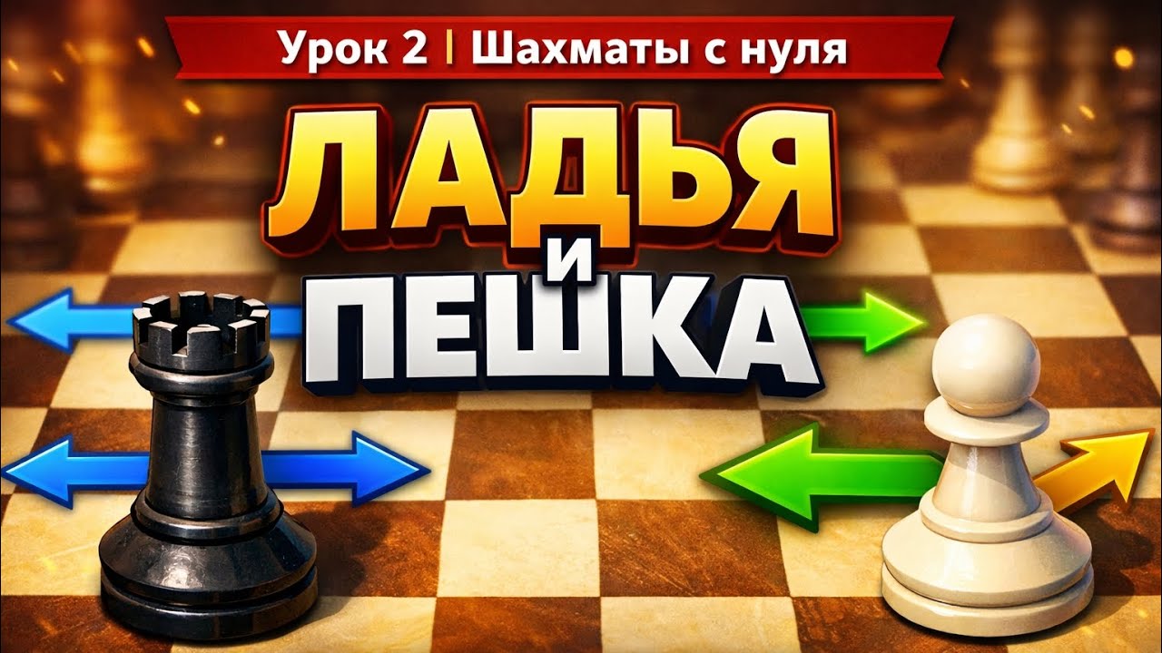 Шахматы с нуля до КМС | Урок 2: Ладья и Пешка (как они ходят)