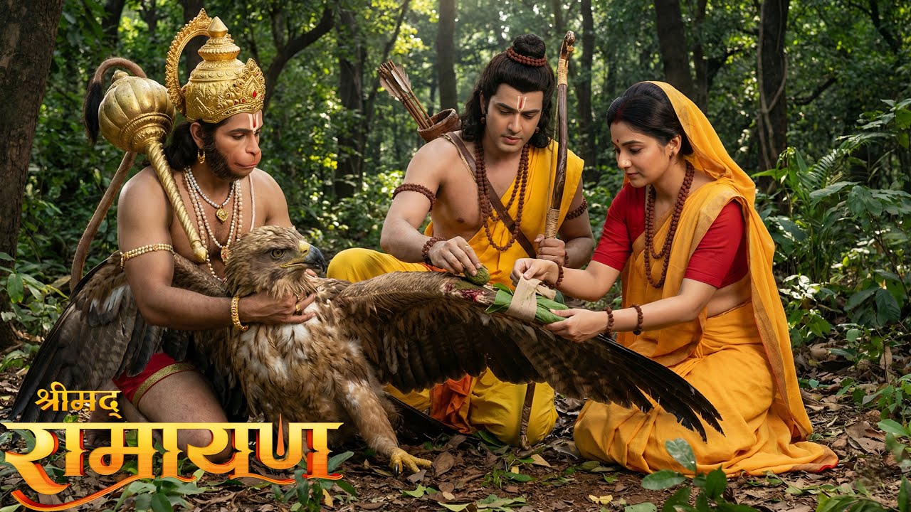 जब जंगल में चोटिल मिला राम, सीता और हनुमान को जटायू उसको की मरहम पट्टी || Shrimad Ramayan